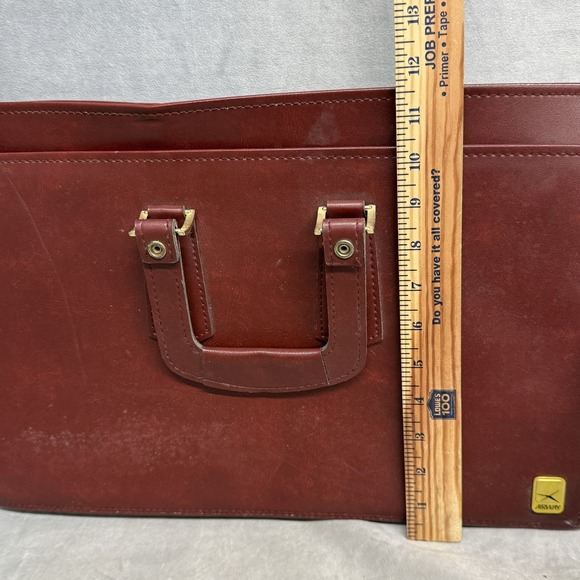 Airway Brown Business Case Mens 16" Vinyl Briefcase Soft Sided Portfolio Bag - Picture 11 of 13
